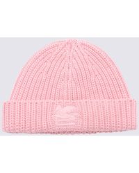 Etro - Pink Wool Logo Beanie Hat - Lyst