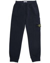 Stone Island - Cotton Pants With Elastic Waist Trousers - Lyst