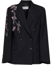 Dries Van Noten - Wool Barrysta Double-Breasted Embroidered Jacket - Lyst