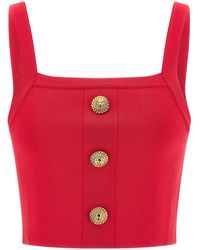 Balmain - Lion-Head Button Ribbed Knit Tank Top - Lyst