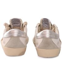 Golden Goose - Super Star Leather Upper Suede Toe And Spur Glitter Laminated Heel Kid Sneaker - Lyst