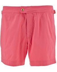 Tom Ford - Salmon Pink Swim Shorts With Branded Button In Nylon Man - Lyst