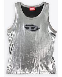 DIESEL - T-Lynys Metallic Coated Jersey Tank Top With Logo - Lyst