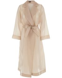Le Plain - Trench With Notched Revers And Waist Tie Polyester Outerwear - Lyst