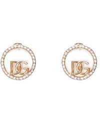Dolce & Gabbana - Dg Logo Embellished Hoop Earrings - Lyst