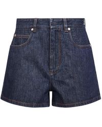 Fendi - Dark Stretch Cotton Denim Shorts - Lyst