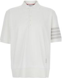 Thom Browne - Polo Shirt With Classic Collar And 4-Bar Detail On The Sleeve - Lyst