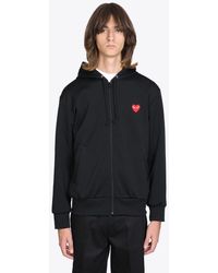 COMME DES GARÇONS PLAY - Sweatshirt Knit Zip-Up Hoodie With Heart Patch - Lyst