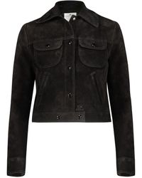 Courreges - Suede Trucker Jacket In Black Clothing - Lyst