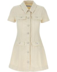 Self-Portrait - Cream Collared Denim Mini Dress Cotton - Lyst
