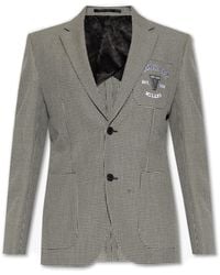 Versace - Grey Blazer With Logo - Lyst