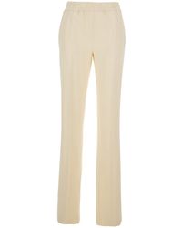 Twinset - Pants With Elastic Waist And Logo Plate On The Back Viscose Elastane Trousers - Lyst