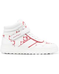 Ferragamo - Noè High-Top Leather Sneakers - Lyst