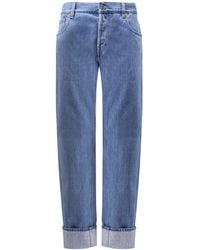 Gucci - Jeans With Cuff And Web Detail - Lyst