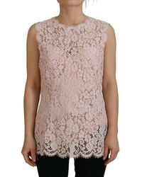 Dolce & Gabbana - Elegant Sheer Lace Sleeveles Blouse - Lyst