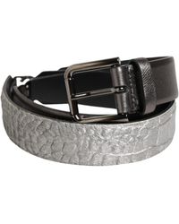 Dolce & Gabbana - Pebbled Texture Leather Buckle Belt - Lyst