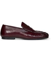 Alohas - Burgundy Crinkled-Effect Leather Aven Loafers - Lyst