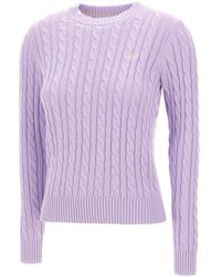Sun 68 - Round Neck Cable Sweater Cotton - Lyst