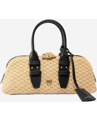 Pinko - Bowling Bag Escape Horizontal Leather/Raffia - Lyst