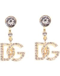 Dolce & Gabbana - Dg Logo Earrings With Rhinestones - Lyst