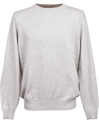 Brunello Cucinelli - Fog Cashmere Crew Neck Sweater - Lyst