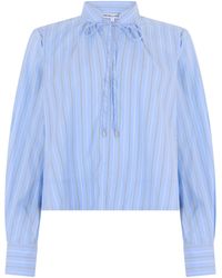 Veronica Beard - Cropped Striped Blouse Viscose Blouses - Lyst