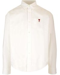 Ami Paris - Boxy Shirt With Embroidered Logo - Lyst