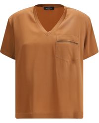Fabiana Filippi - Short-Sleeved V-Neck T-Shirt - Lyst