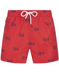 Kiton - Swim Shorts With All-over Logo - Lyst