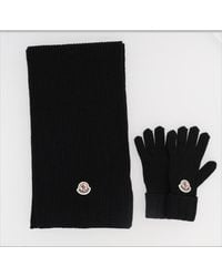 Moncler - Knit Scarf And Glove Set, Virgin Wool, Sets - Lyst