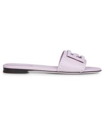 Fendi - Lilac Leather Baguette Slides - Lyst