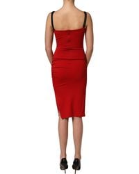 Dolce & Gabbana - Stretch Bodycon Sheath Knee Length Dress Viscose Nylon Silk Elastane - Lyst