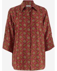 Alberto Biani - Silk Shirt With Geometric Pattern - Lyst