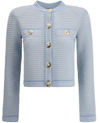 Balmain - Embossed Knit Cardigan - Lyst