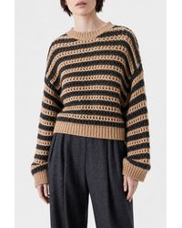 Brunello Cucinelli - Striped Wool Silk Sweater Clothing - Lyst