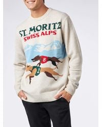 Mc2 Saint Barth - Crewneck Donegal Sweater With St. Moritz Polo Print - Lyst