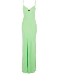 Twinset - Long Dress With Thin Shoulder Straps And Metallic Logo Plaque On The Back - Lyst