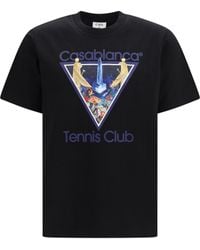 CASABLANCA - Tennis Club Monde Perdu Print T-Shirt - Lyst