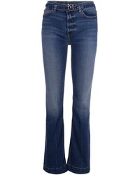 Pinko - Flared Jeans With Love Birds Motif - Lyst