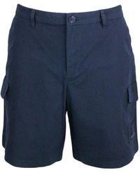 Armani - Stretch Cotton Bermuda Shorts, Cargo Model With Large Pockets On The Leg And Zip And Button Closure - Lyst