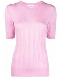 Ferragamo - Gancini-Pattern Short-Sleeve Knitted Top - Lyst