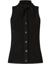 Pinko - Bow-Tie Button-Down Knitted Blouse - Lyst