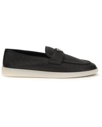 Prada - Black Calf Leather Bos Taurus Slip - Lyst