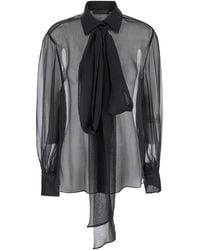Valentino - Silk Shirt With Classic Collar Blouses - Lyst
