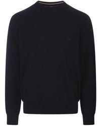 BOSS - Dark Crew Neck Sweater With Embroidered Logo - Lyst