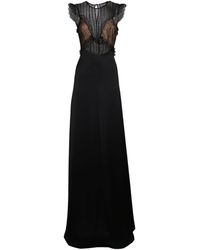 Genny Long Embroidered Dress - Black