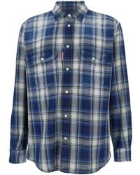 DSquared² - Shirt With Classic Collar And All-Over Check Motif - Lyst