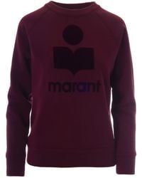 Isabel Marant - Crew Neck Burgundy Sweatshirt With Flocked Logo Detail - Lyst