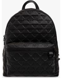 Emporio Armani - Embossed Leather Backpack, - Lyst