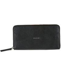 Marni Squared Zip-around Leather Wallet in Black (Black) (Black 